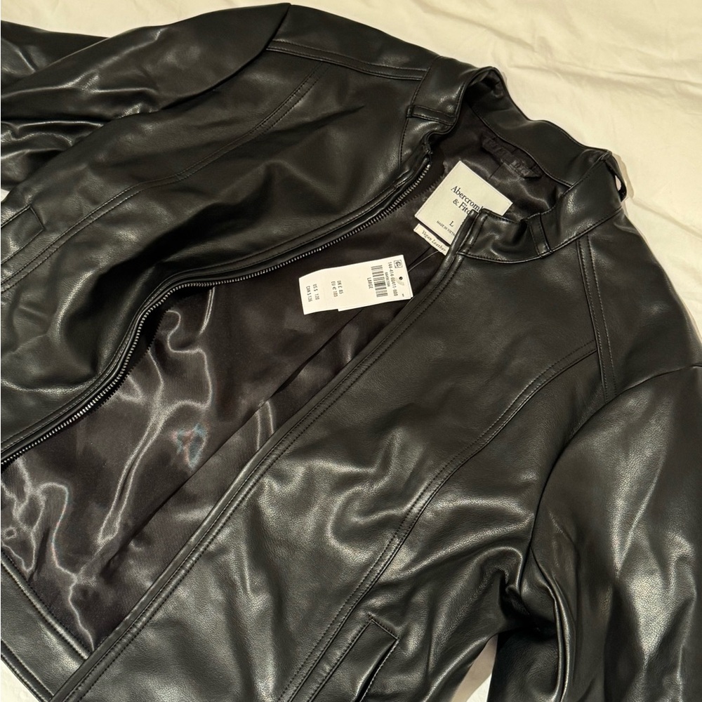 Abercrombie Slim Zip Up Leather Jacket